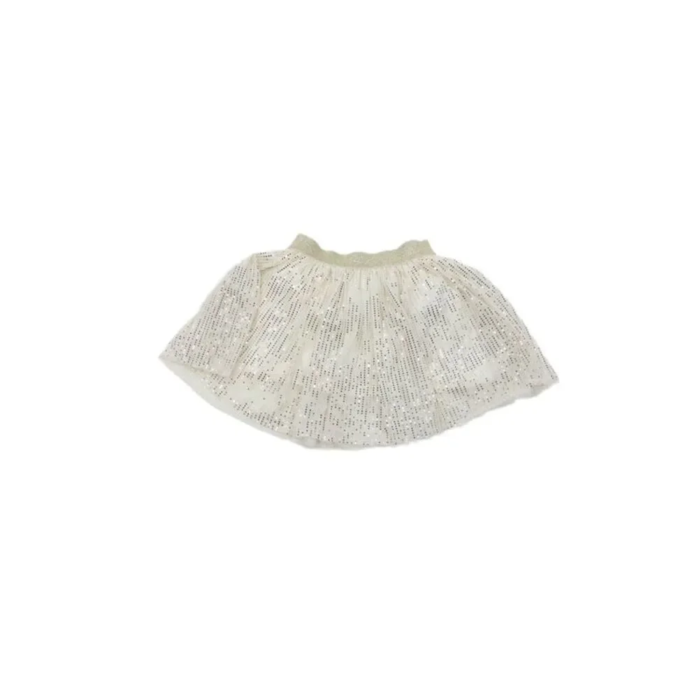 Crewcuts Childrens Girls Ruffled Trim A Line Skirt Set White Gold Size 2-3
